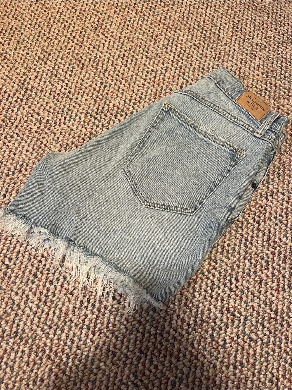 Abercrombie & Fitch Light Blue Frayed Denim Dad Shorts
